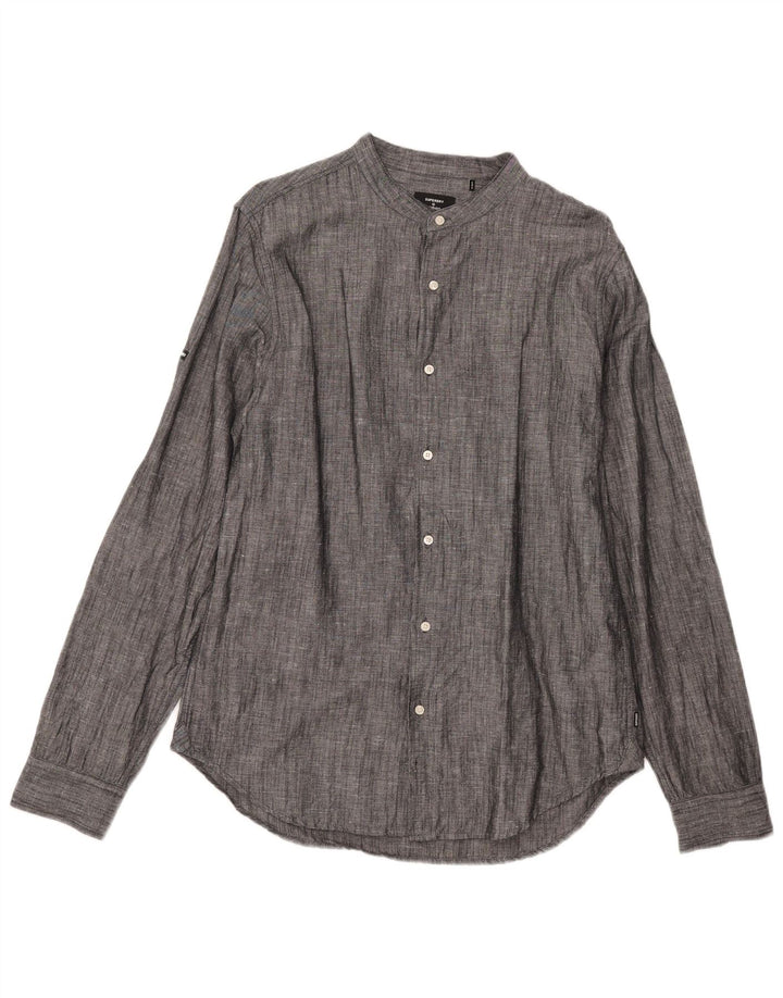 Superdry Herren-Hemd, groß, graues Leinen