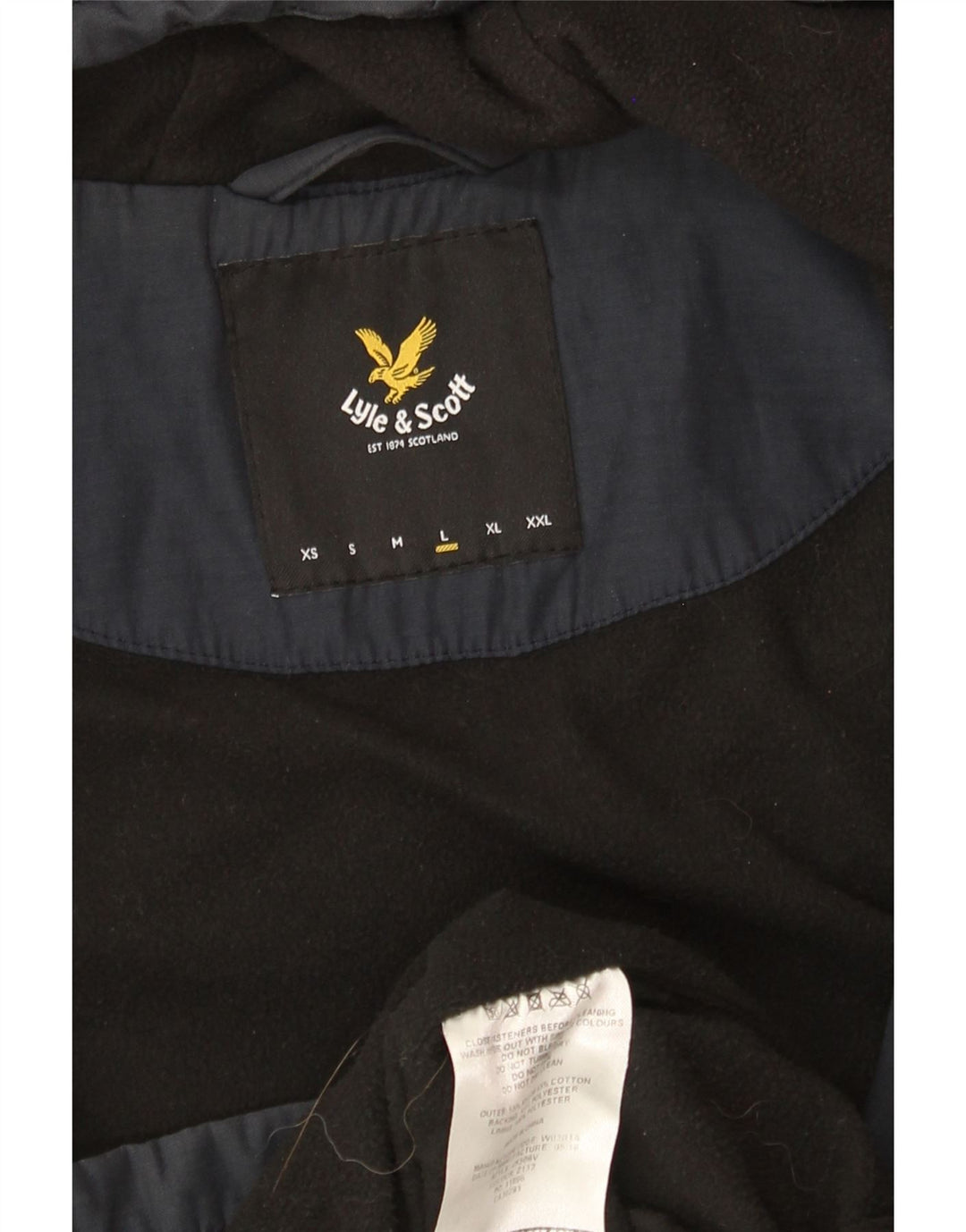 LYLE & SCOTT Herren-Windjacke mit Kapuze, UK 40, Größe L, marineblaues Nylon