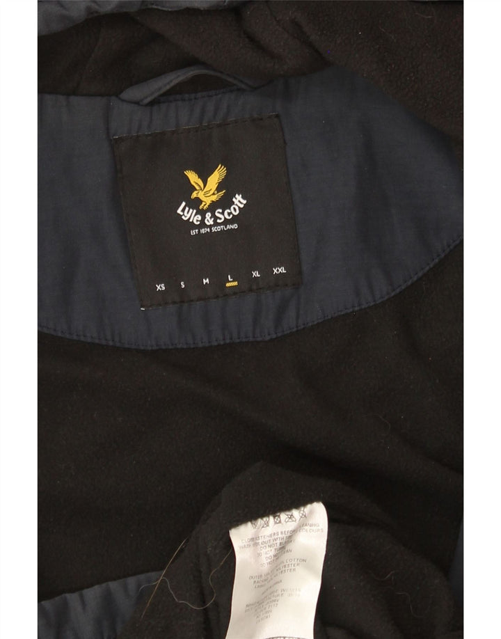 LYLE & SCOTT Herren-Windjacke mit Kapuze, UK 40, Größe L, marineblaues Nylon