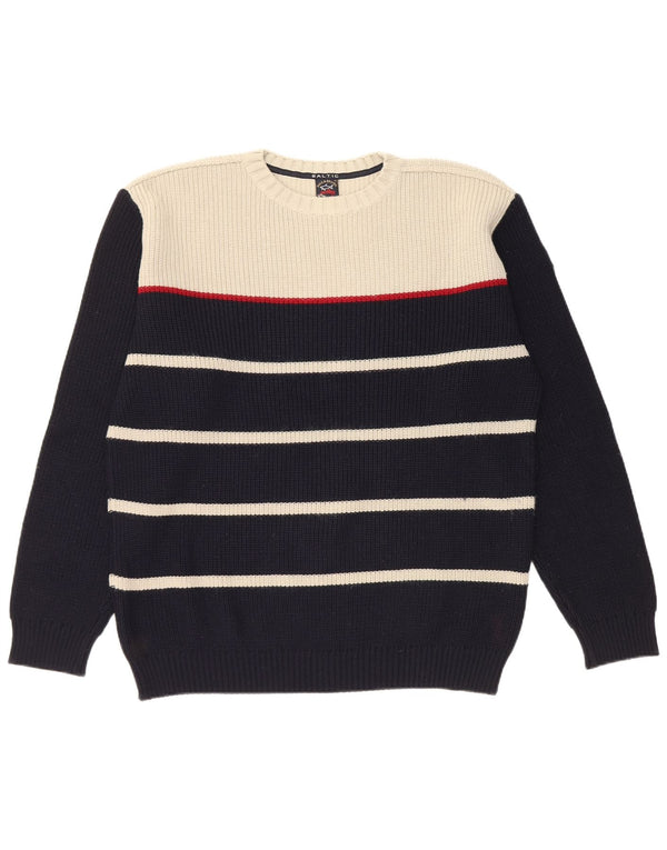 Paul & Shark Herren-Pullover mit Rundhalsausschnitt, XL, Marineblau, gestreift, Merinowolle
