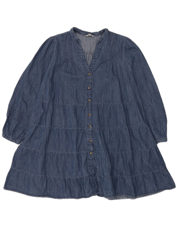 Marks & Spencer Damen Per Una Denim Maxi-Stufenkleid UK 18 XL Blau
