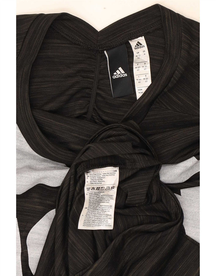 Adidas Damen Grafik-T-Shirt-Oberteil UK 12/14 Mittelgrau meliertes Polyester
