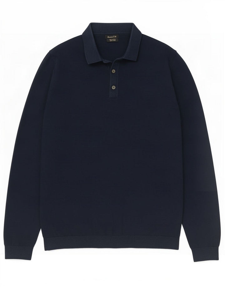 Massimo Dutti Herren-Pullover mit Rollkragen, Größe S, marineblaue Baumwolle