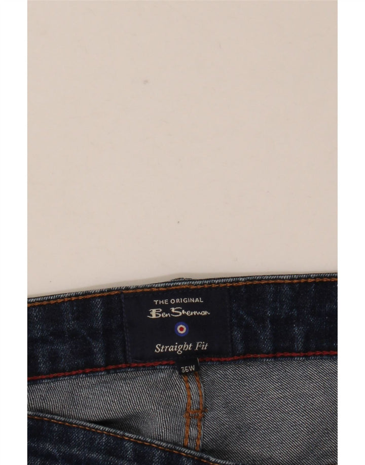 Ben Sherman Herren Straight Jeans W36 L31 Marineblaue Baumwolle