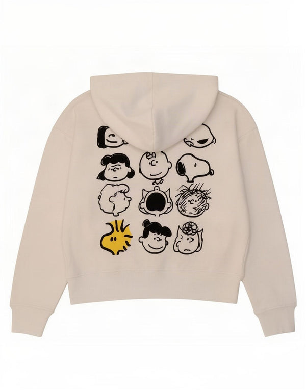 Zara Womens Peanuts Graphic Übergroßer Kapuzenpullover UK 10 Small Weiß