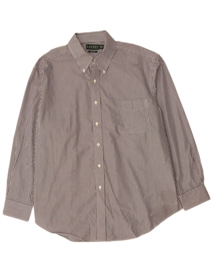 RALPH LAUREN Herrenhemd Größe 18 2XL Schwarze Nadelstreifen-Baumwolle