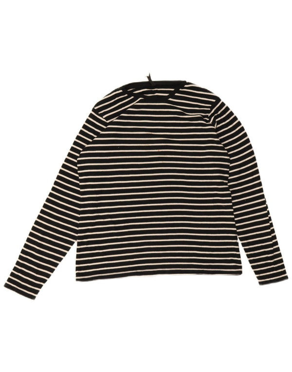 Marks & Spencer Damen Top Langarm UK 16 Large Schwarz gestreift Baumwolle