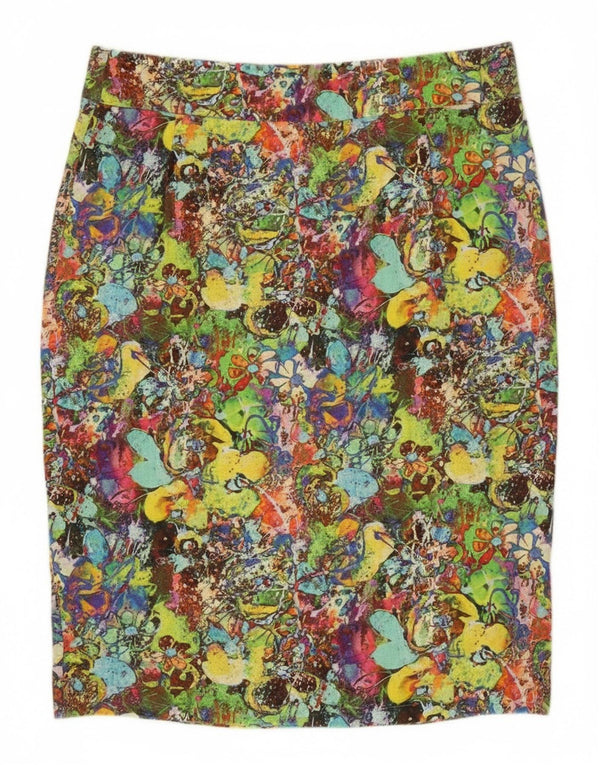 Vintage Damen Bleistiftrock mit hoher Taille IT 48 XL W32 Mehrfarbig geblümt