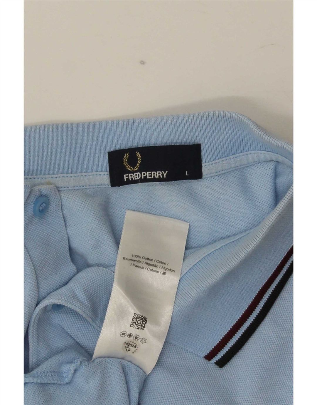Fred Perry Herren-Poloshirt, groß, blau gestreift, Baumwolle
