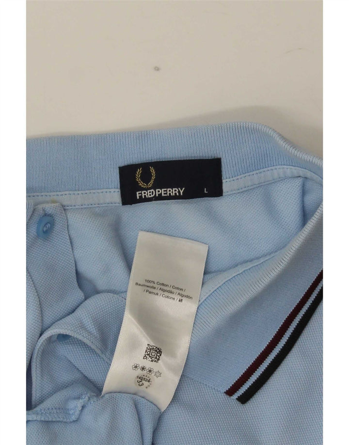 Fred Perry Herren-Poloshirt, groß, blau gestreift, Baumwolle