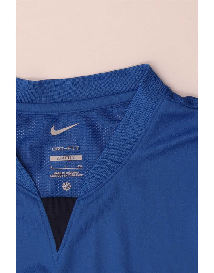 Nike Herren Dri Fit Slim Fit T-Shirt-Oberteil, kleines blaues Farbblock-Polyester