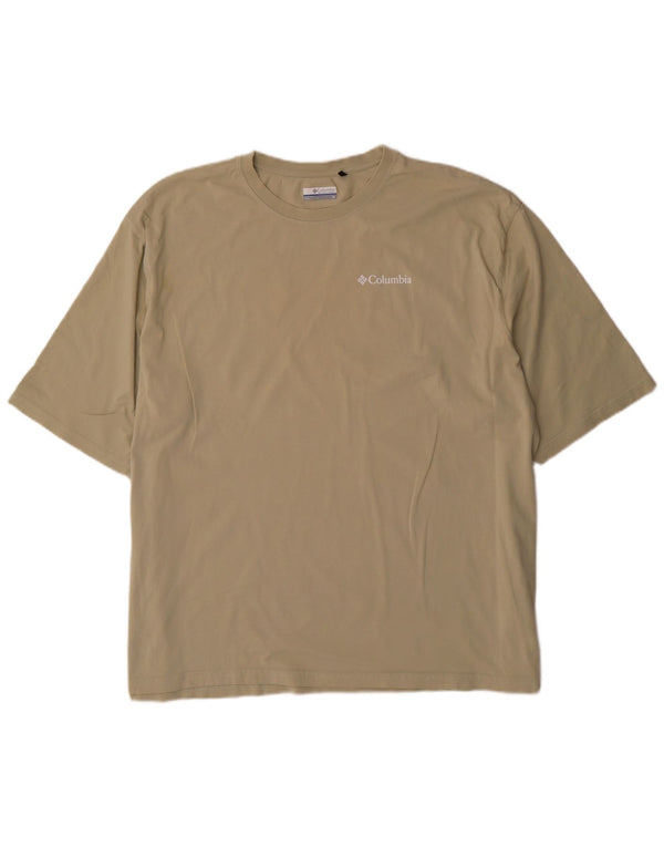 Columbia Mens Graphic T-Shirt Top XL Khaki Cotton Sports