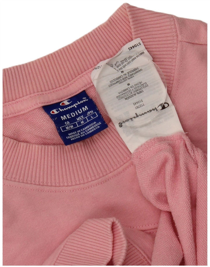 Champion Damen Crop Sweatshirt Pullover UK 14 Mittelrosa Farbblock