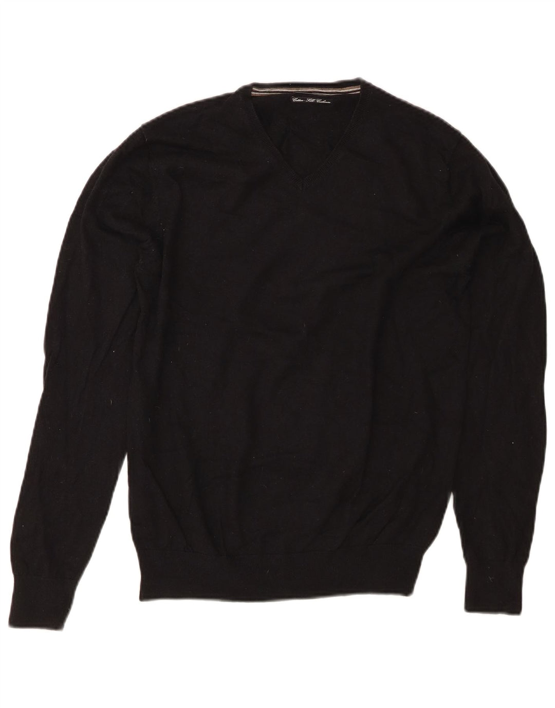 MASSIMO DUTTI Damen-Pullover mit V-Ausschnitt, UK 14, mittlere schwarze Baumwolle