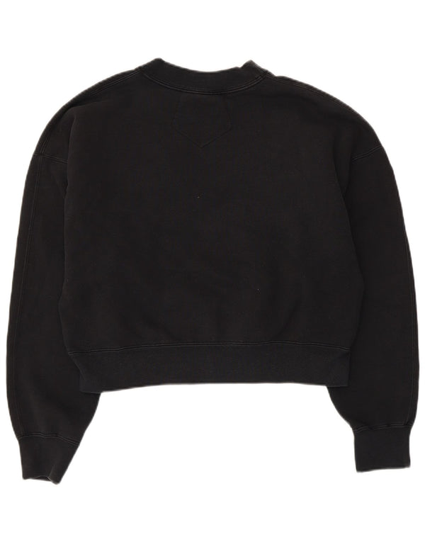 Jordan Womens Crop Loose Fit Sweatshirt Pullover UK 6 XS Schwarz Baumwolle