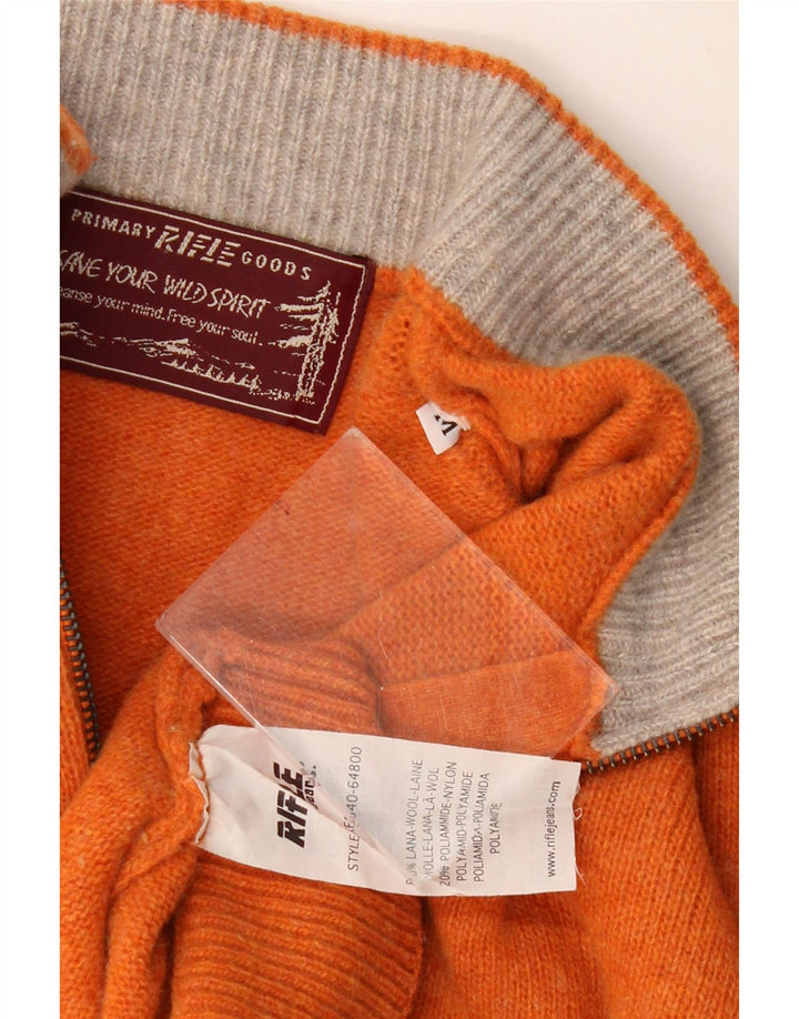 RIFLE Herren-Pullover mit Reißverschluss am Hals, mittelorange Wolle