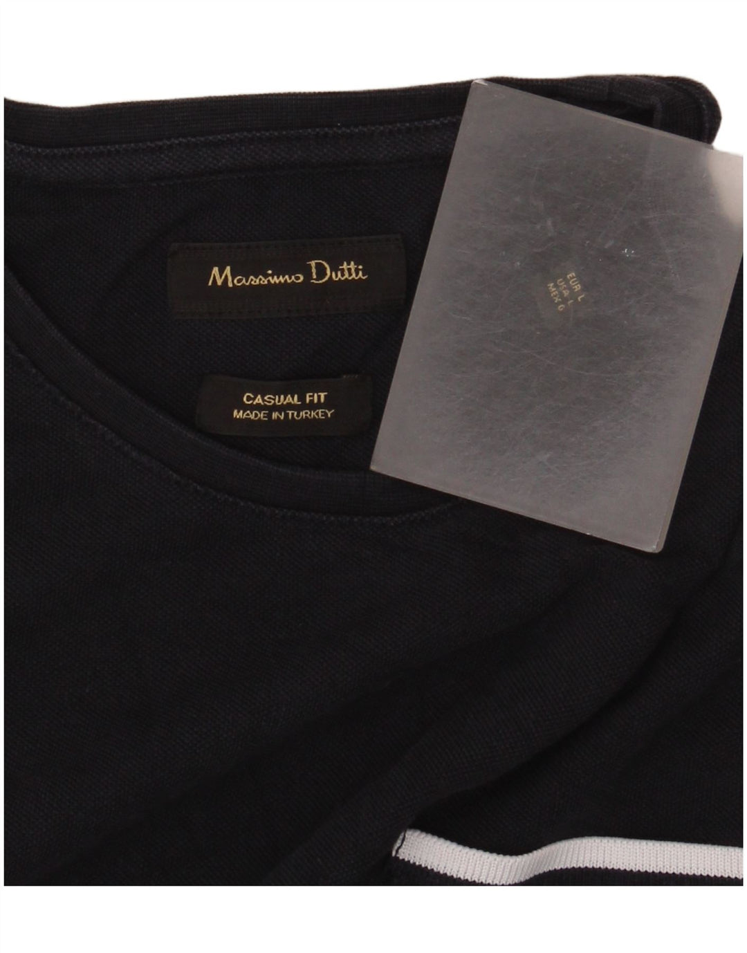 Massimo Dutti Herren-T-Shirt mit legerer Passform, Größe L, Marineblau