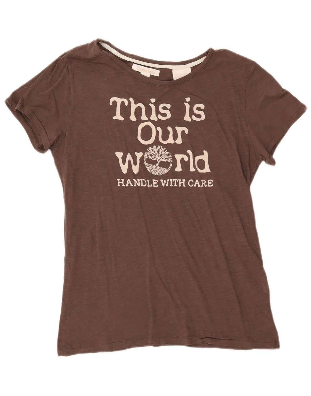 Timberland Damen Graphic T-Shirt Top UK 14 Mittelbraun