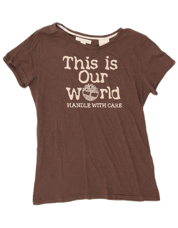 Timberland Damen Graphic T-Shirt Top UK 14 Mittelbraun