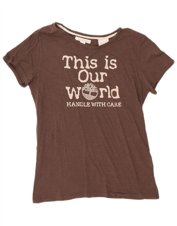 Timberland Damen Graphic T-Shirt Top UK 14 Mittelbraun