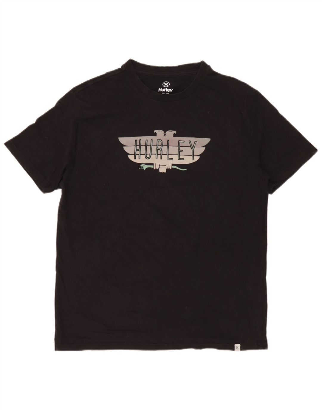 Hurley Herren Grafik-T-Shirt-Oberteil aus mittelschwarzer Baumwolle