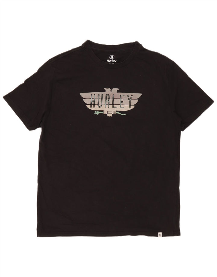Hurley Herren Grafik-T-Shirt-Oberteil aus mittelschwarzer Baumwolle
