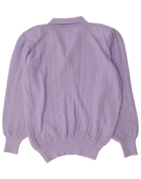 Christian Dior Damen-Pullover mit Schalkragen, Gr. 18, XL, Lila, Baumwolle