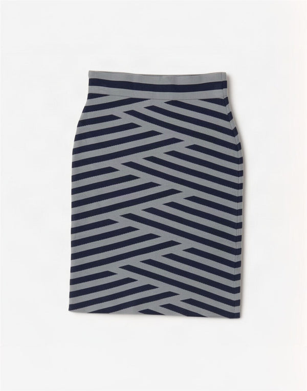 BCBGMAXAZRIA Damen Bleistiftrock Medium W26 Blau gestreifter Rayon