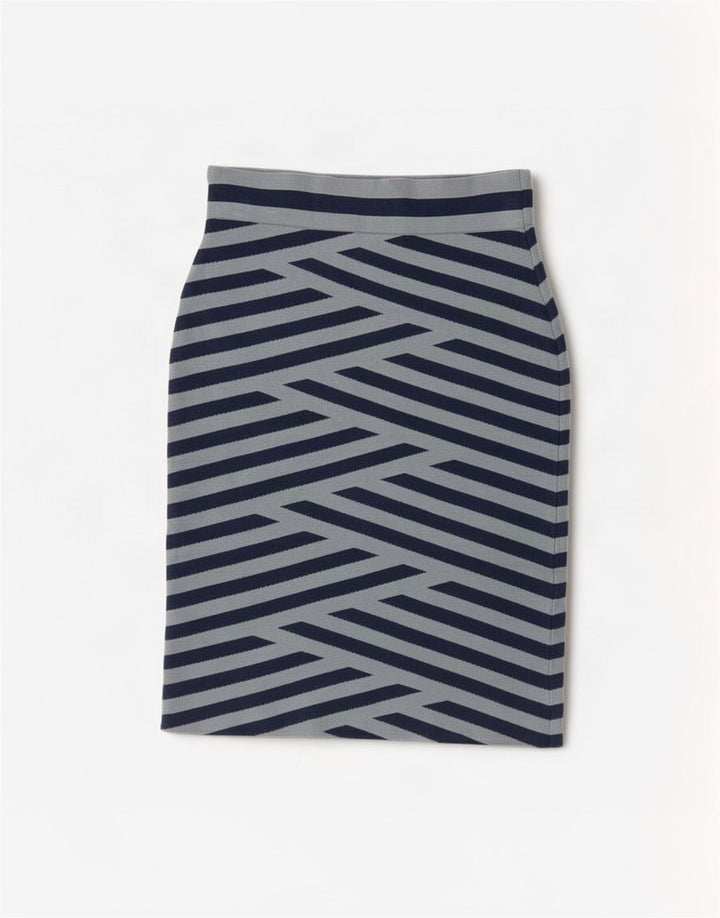 BCBGMAXAZRIA Damen Bleistiftrock Medium W26 Blau gestreifter Rayon