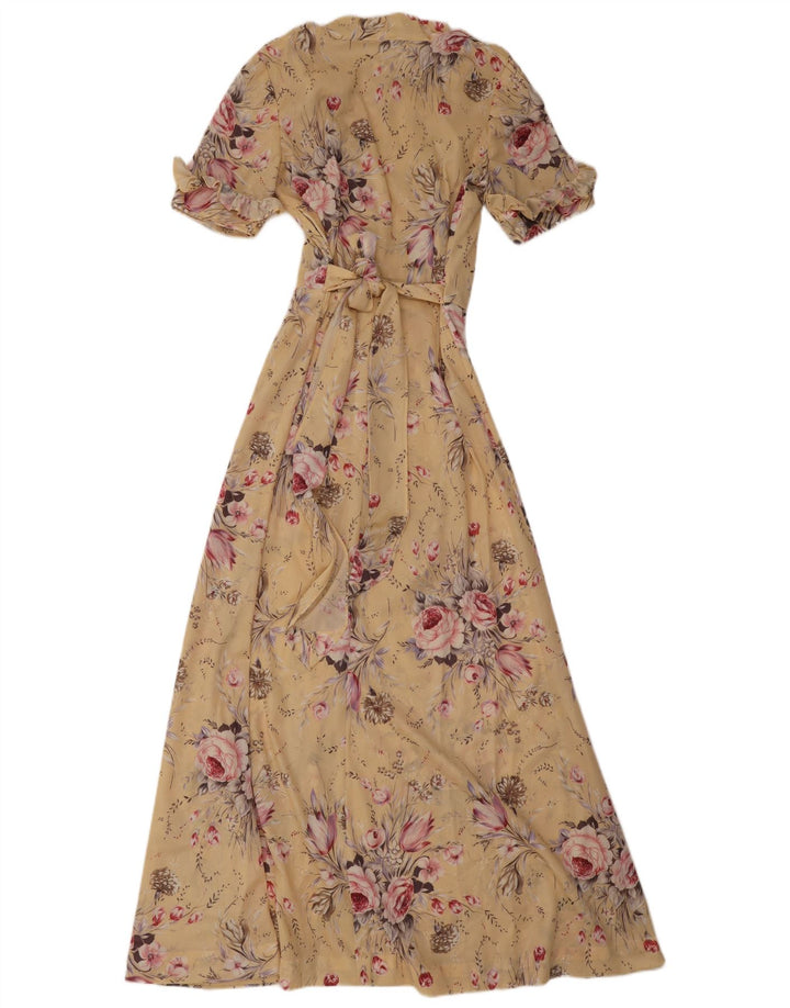 Vintage Damen Maxikleid UK 12 Medium Beige Floral