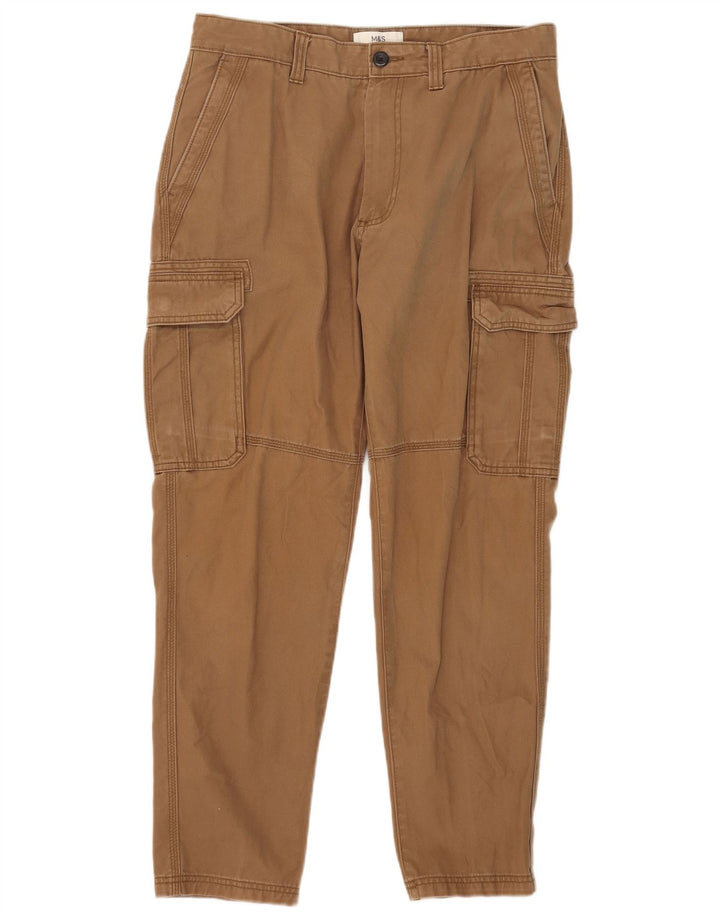 Marks & Spencer Herren Slim Cargohose W32 L27 Beige Baumwolle