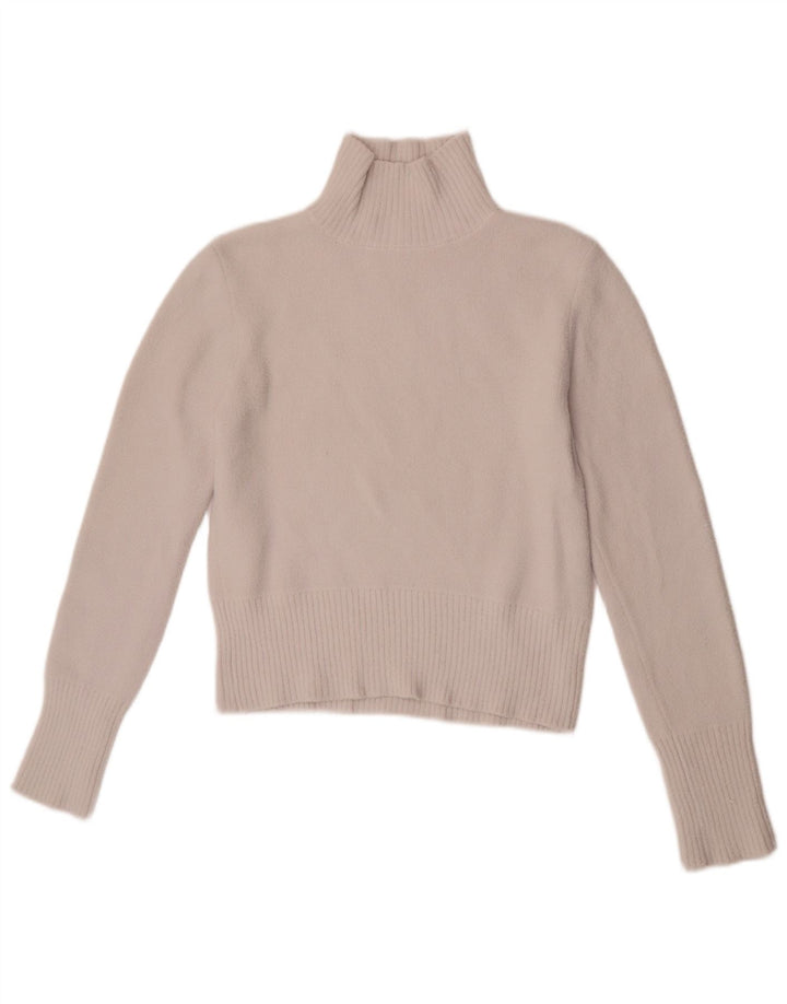 Zara Damen Crop Rollkragenpullover Pullover UK 12 Mittelweißes Nylon