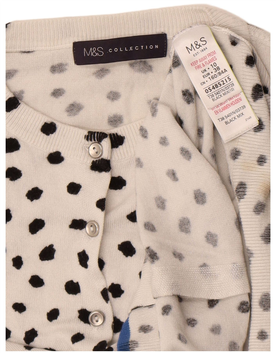 Marks & Spencer Damen-Cardigan-Pullover UK 10 Small Weiß gefleckte Viskose