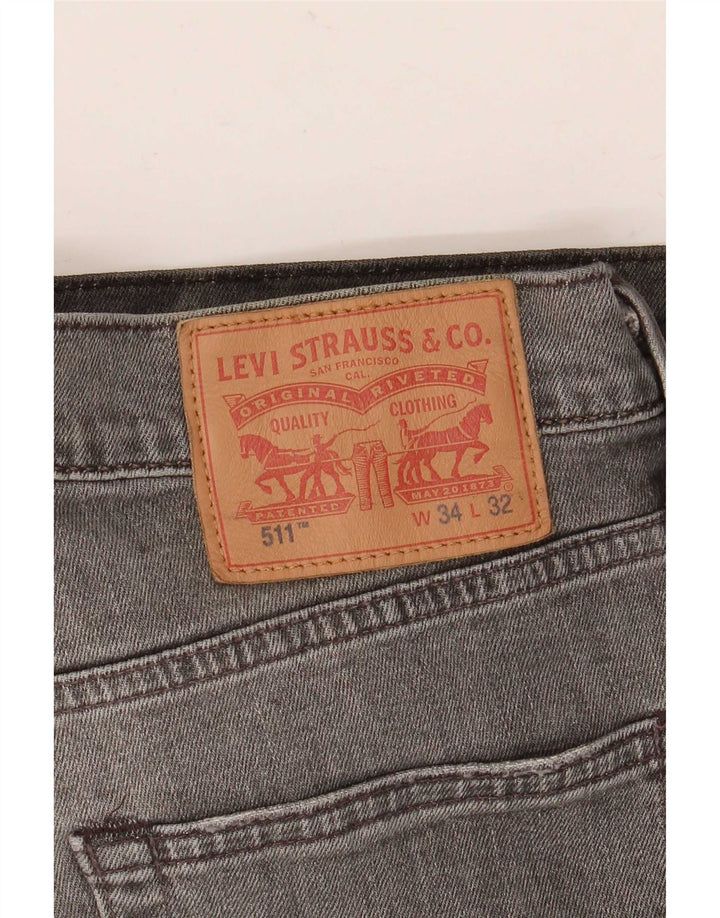 Levi's Herren 511 Slim Jeans W34 L32 Graue Baumwolle