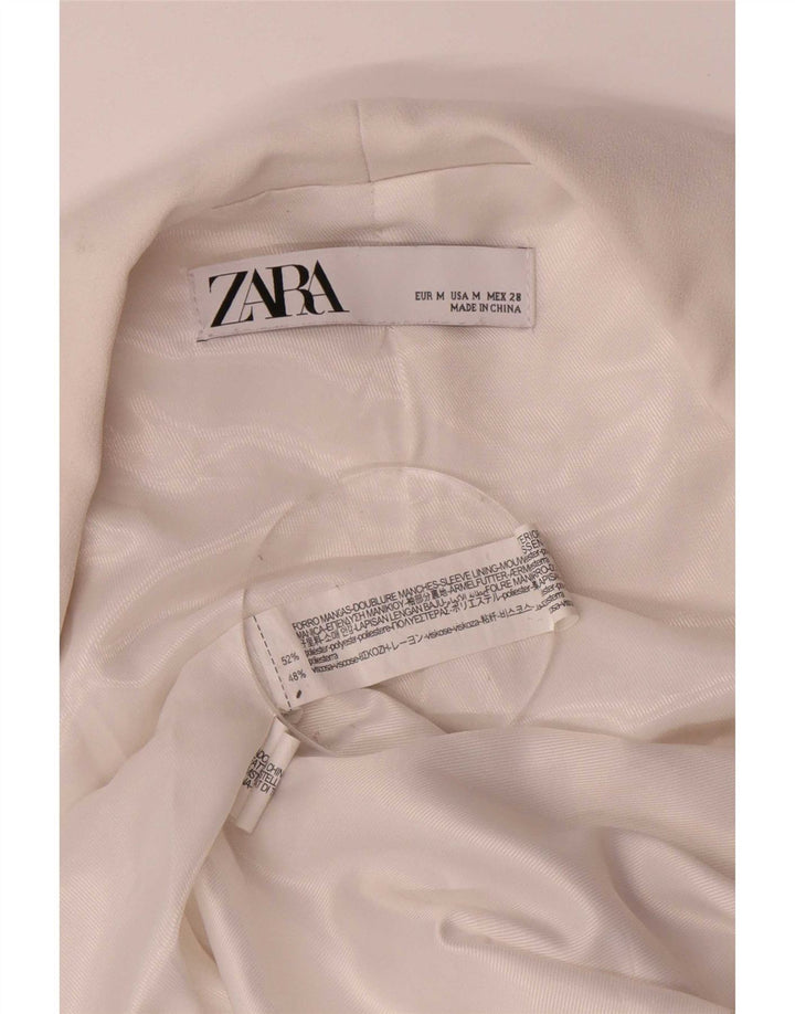 Zara Damen-Blazer mit 3/4-Ärmeln, offen, UK 14, Mittelweiß, Polyester