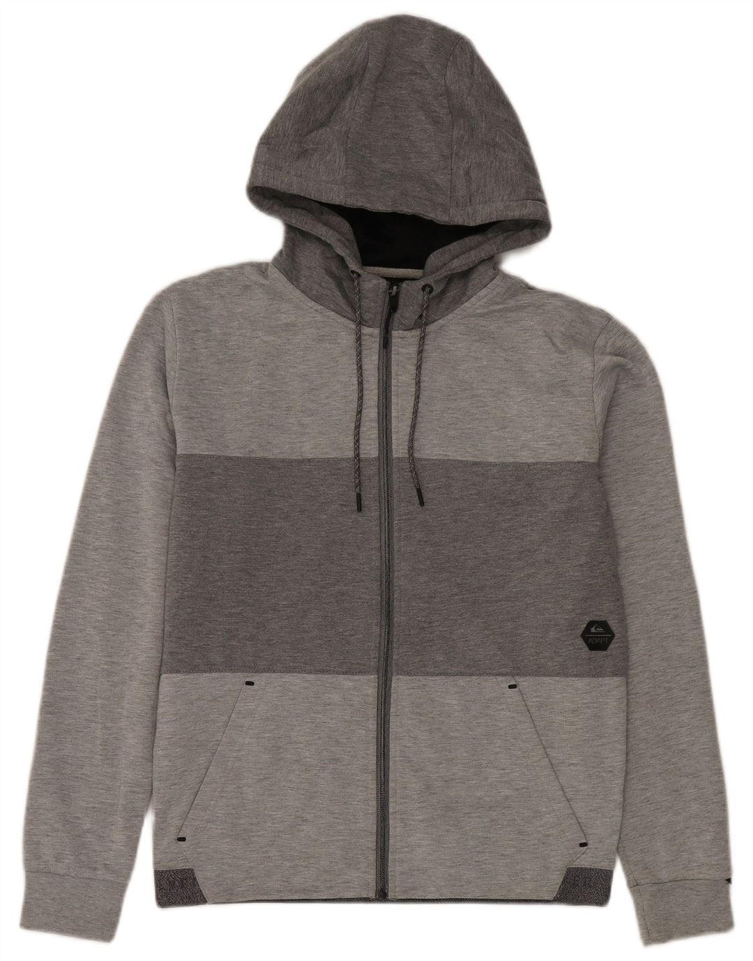 Quiksilver Herren-Kapuzenpullover mit Reißverschluss, klein, graues Farbblock-Polyester