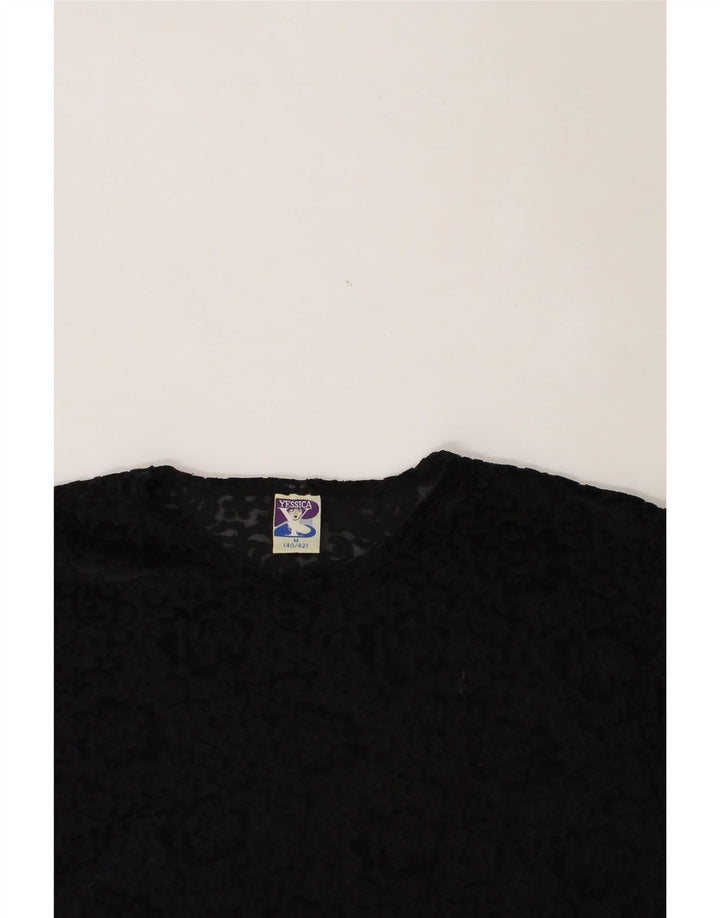 YESSICA Womens Long Sleeve See Through Top EU 40/42 Medium Black Floral Vintage Yessica and Second-Hand Yessica from Messina Hembry 