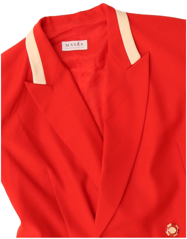 Maska Zweireihiger Mantel für Damen, UK 14, Mittelrot, Colourblock-Schurwolle