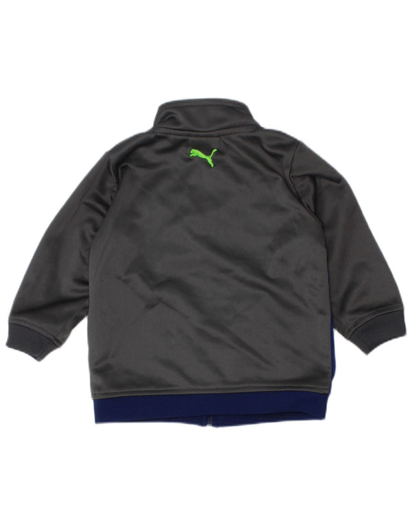 Puma Baby-Jungen-Trainingsanzugoberteil mit Grafik, 6–9 Monate, graues Farbblockdesign