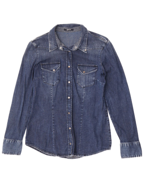 Gas Damen Jeanshemd UK 14 Große blaue Baumwolle