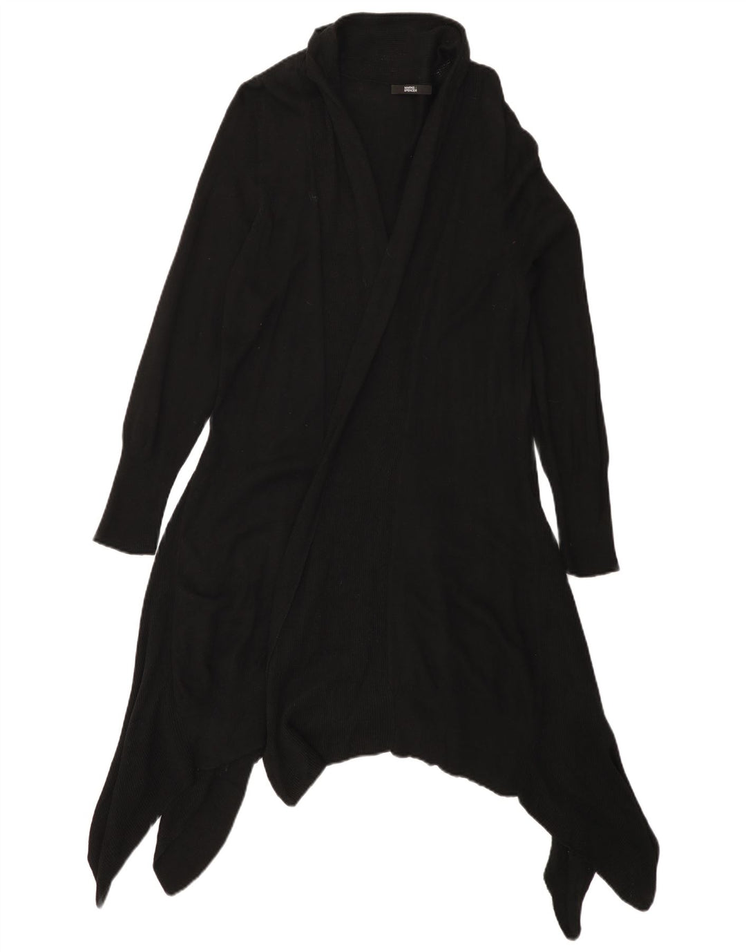 Marks & Spencer Damen Longline Open Cardigan Pullover UK 16 Large Schwarz