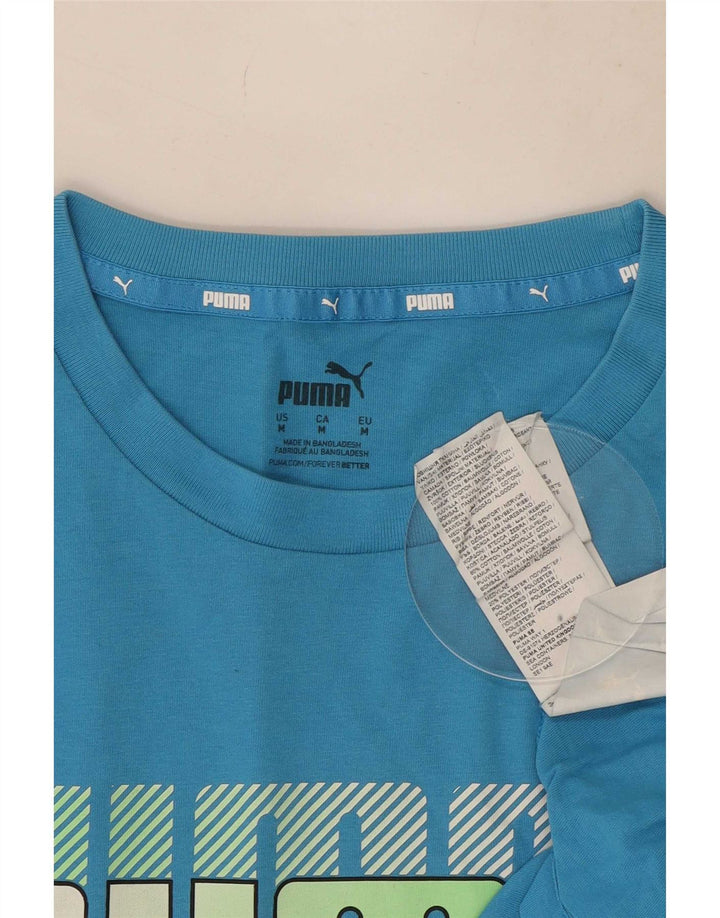 Puma Herren Grafik-T-Shirt-Oberteil aus mittelblauer Baumwolle