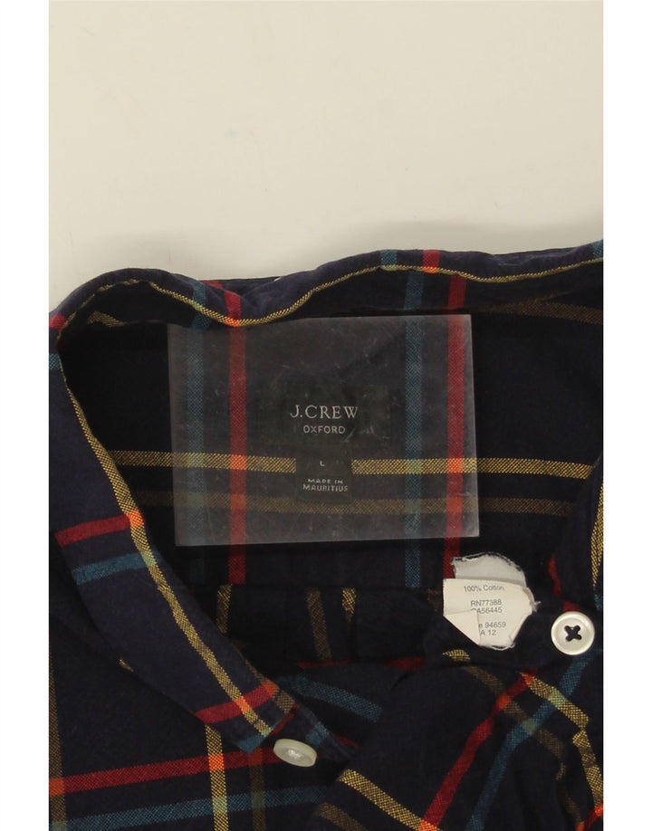 J. Crew Herren-Flanellhemd, groß, marineblau, kariert, Baumwolle