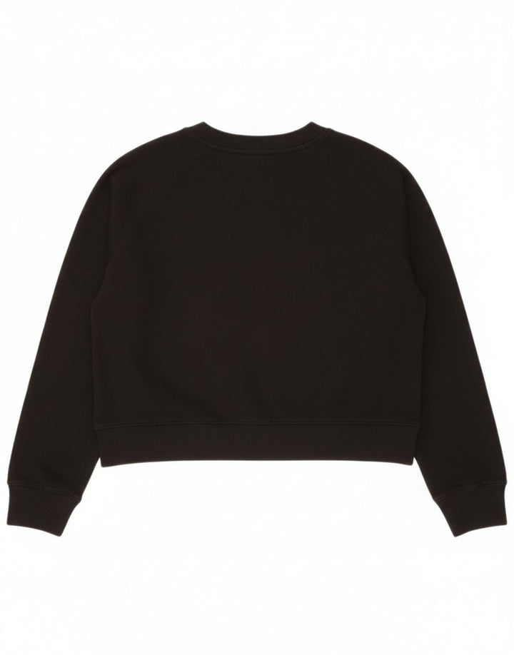 Champion Damen Crop Graphic Sweatshirt Pullover UK 14 Medium Schwarz