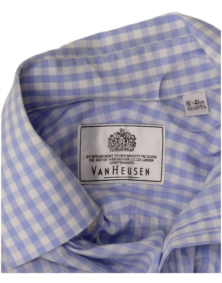 Van Heusen Herrenhemd Größe 41 16 Große blaue Gingham-Baumwolle