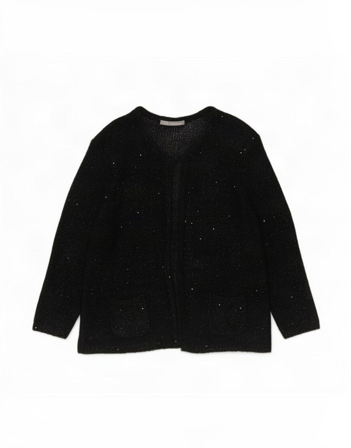 Marks & Spencer Damen-Cardigan-Pullover UK 14 Large Schwarz geflecktes Polyester