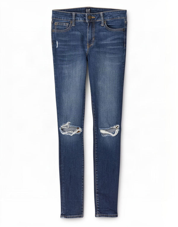 Gap Damen Distressed Skinny Jeans W25 L29 Blaue Baumwolle