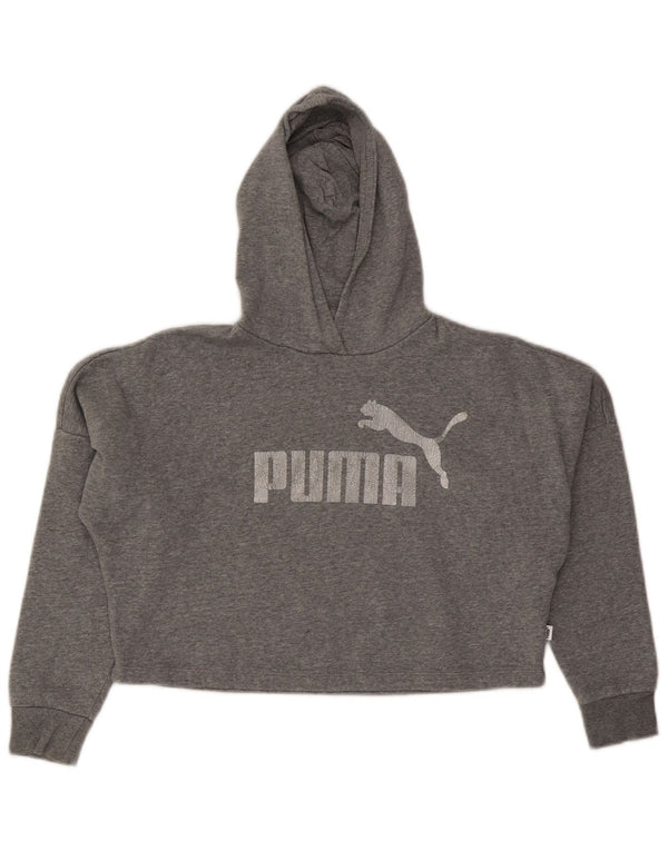 Puma Mädchen Graphic Crop Hoodie Pullover 11–12 Jahre graue Baumwolle