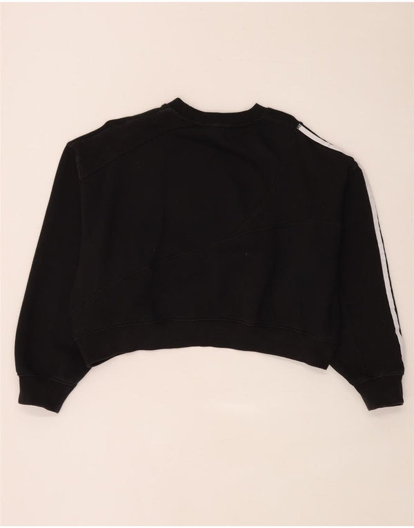 Adidas Damen Oversized Crop Graphic Sweatshirt Pullover UK 14 Large Schwarz