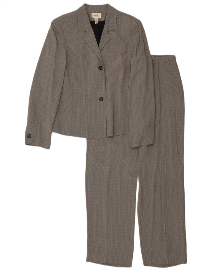 Talbots 2-teiliges Damen-Set mit 2 Knöpfen, UK 16, Größe L, W34, L30, graues Fischgrätenmuster